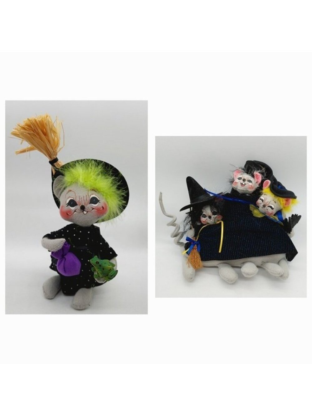 Annalee Halloween Triple Trouble 3 Mice & 2004 Witch Set Of 2